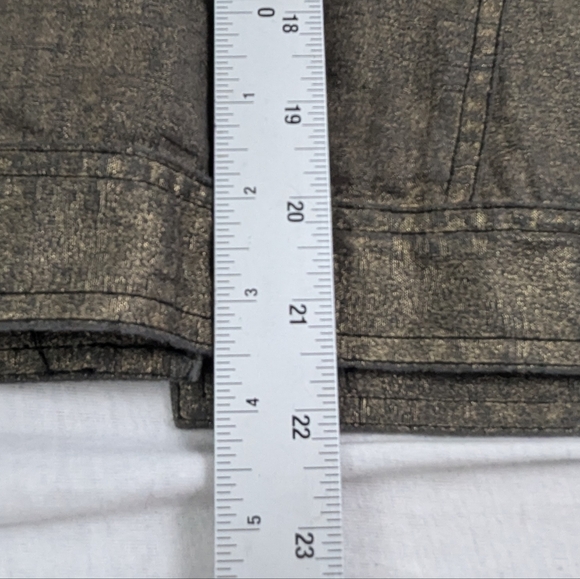 Chico's Shimmer Gold Stretchy Jean Jacket Size 1 (M/L).  Bag 5 - Picture 9 of 10